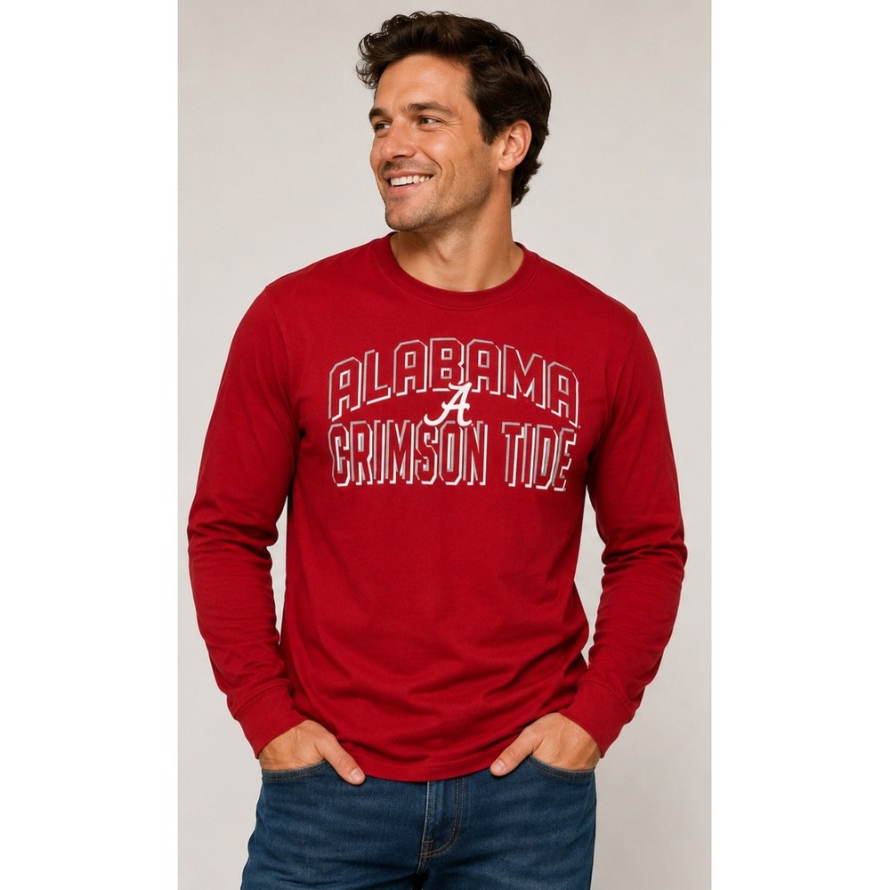 Captivating Alabama Crimson Tide Mens Long Sleeve T-Shirt Crimson Red Medium NWT
